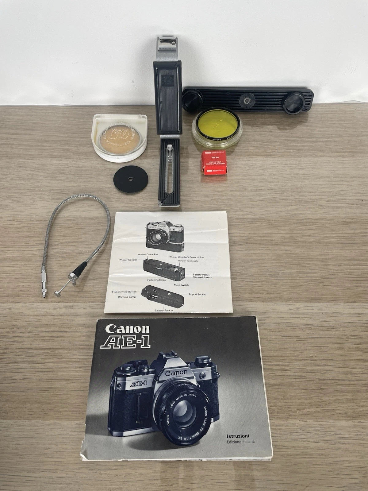 Fotocamera Canon AE-1 35mm SLR Film Camera Obiettivo 50mm Custodia +Battery Pack