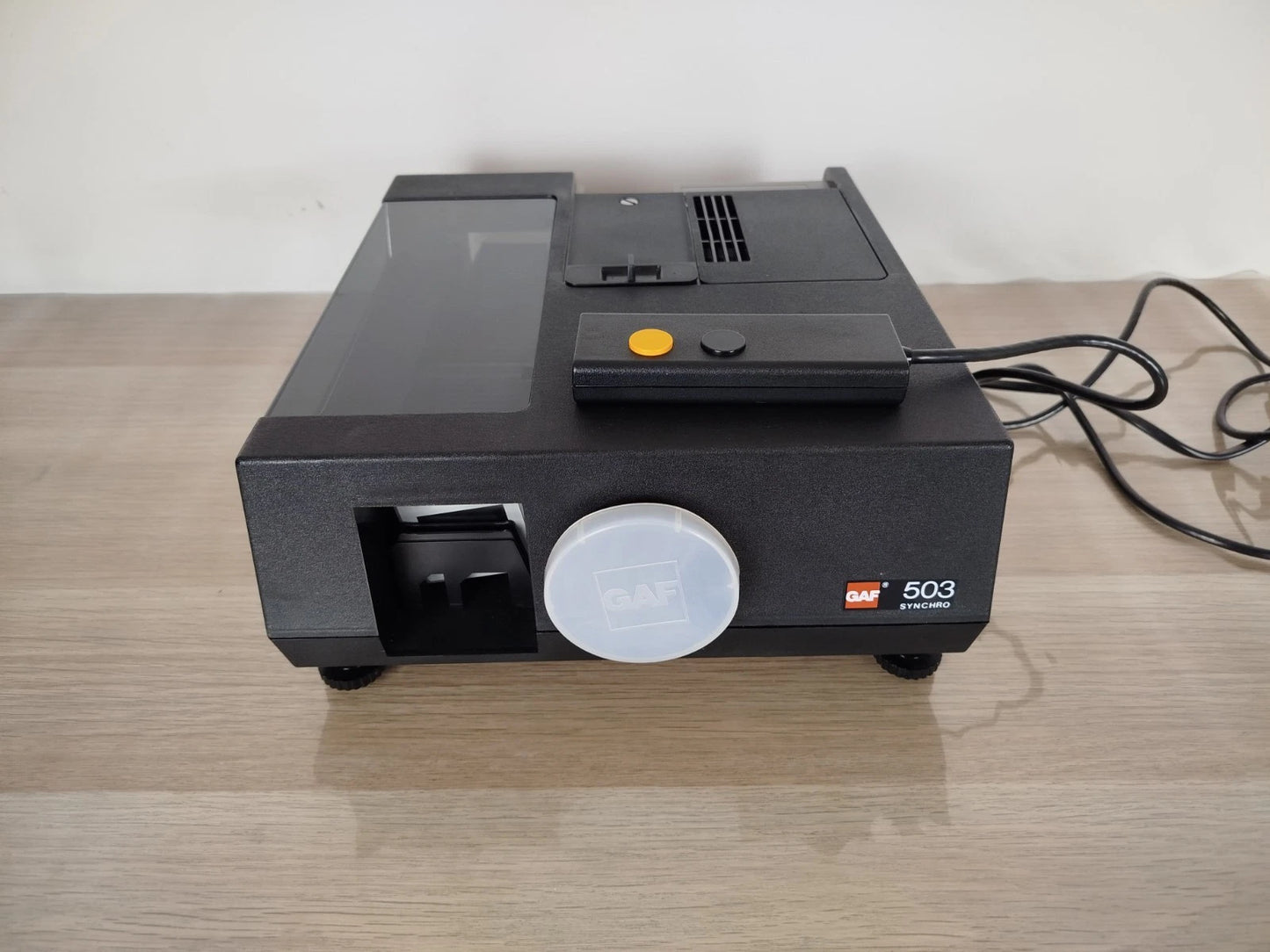 Proiettore Diapositive Gaf 503 Synchro Nero Vintage Con Telecomando Custodia