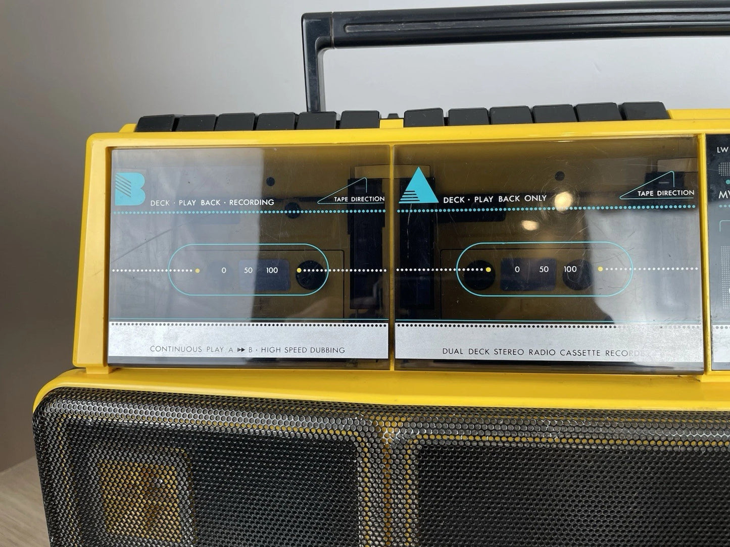 Boombox Radio Philips Double Deck Stereo Radio Cassette Recorder D8304 Gialla