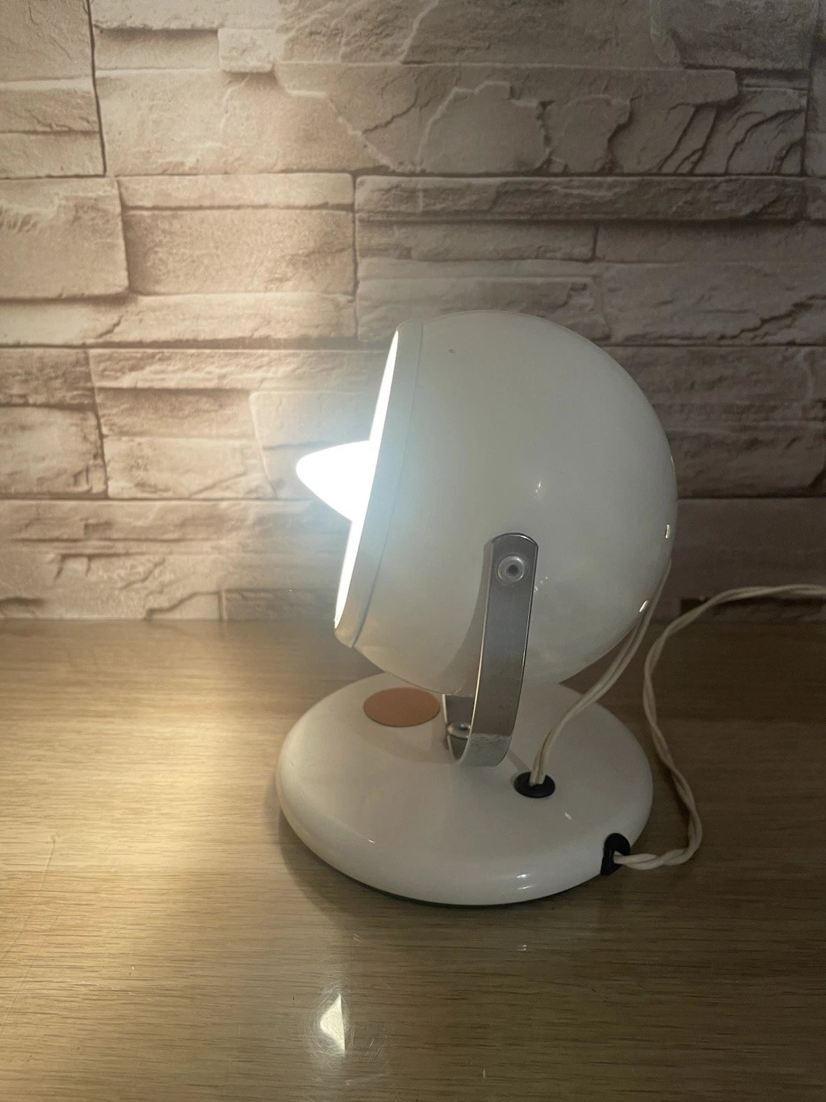 Lampada Da Tavolo Space Age Abat-jour Anni 70 Bianca Eyeball Design Con Cavo