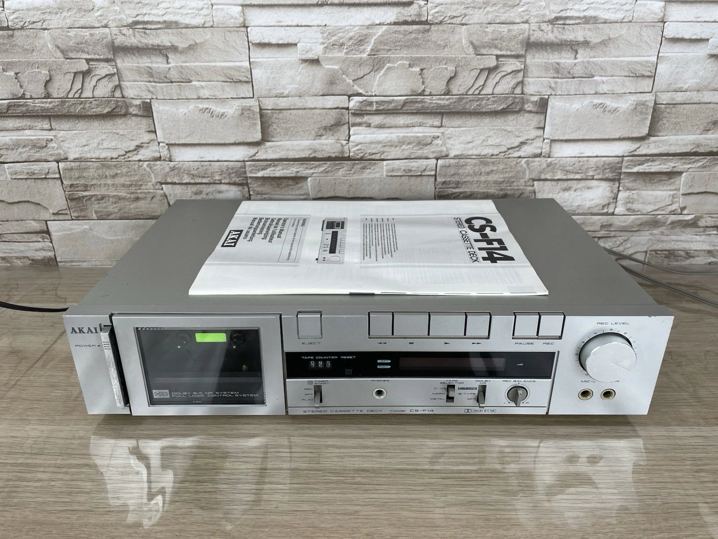 Piastra Cassette Akai CS-F14 Vintage HiFi Stereo Argento Anni 80 Musicassette