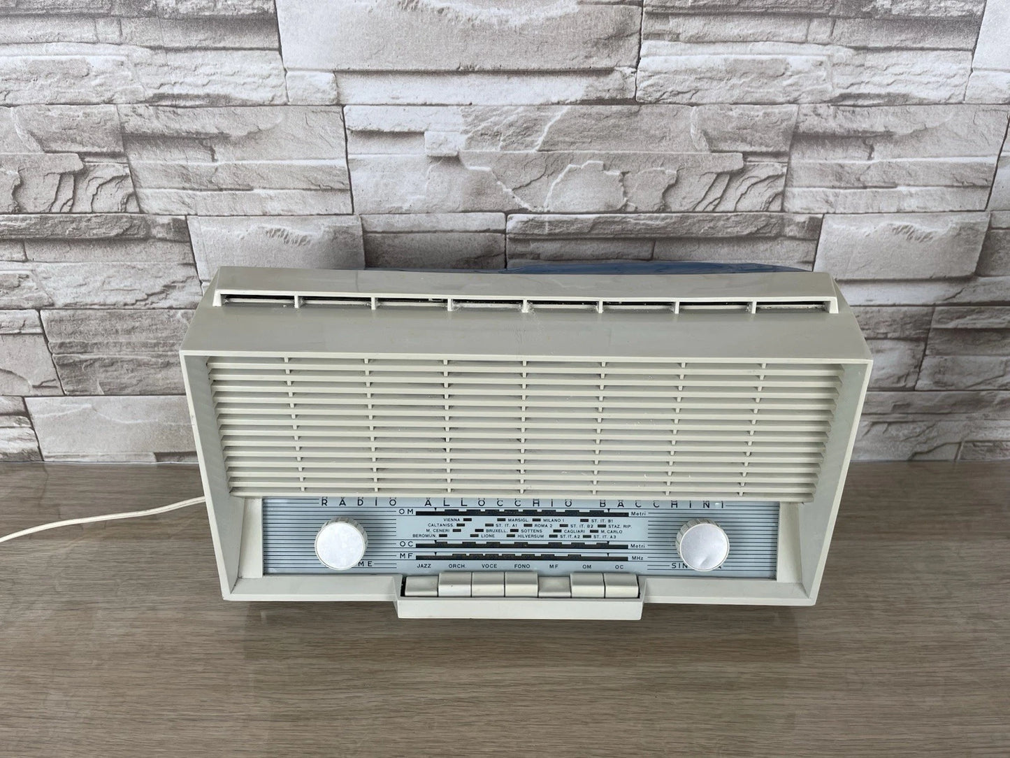 Radio Valvolare Allocchio Bacchini Mod. 450 Bianca Blu Anni 60 AM FM Per RICAMBI