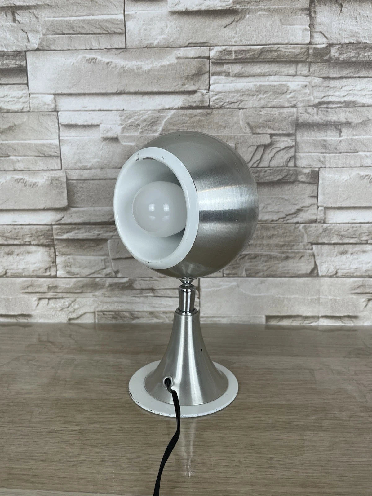 Lampada Da Tavolo Spiace Age Eyeball Vintage Argento Epoca Anni 60 Abat-jour