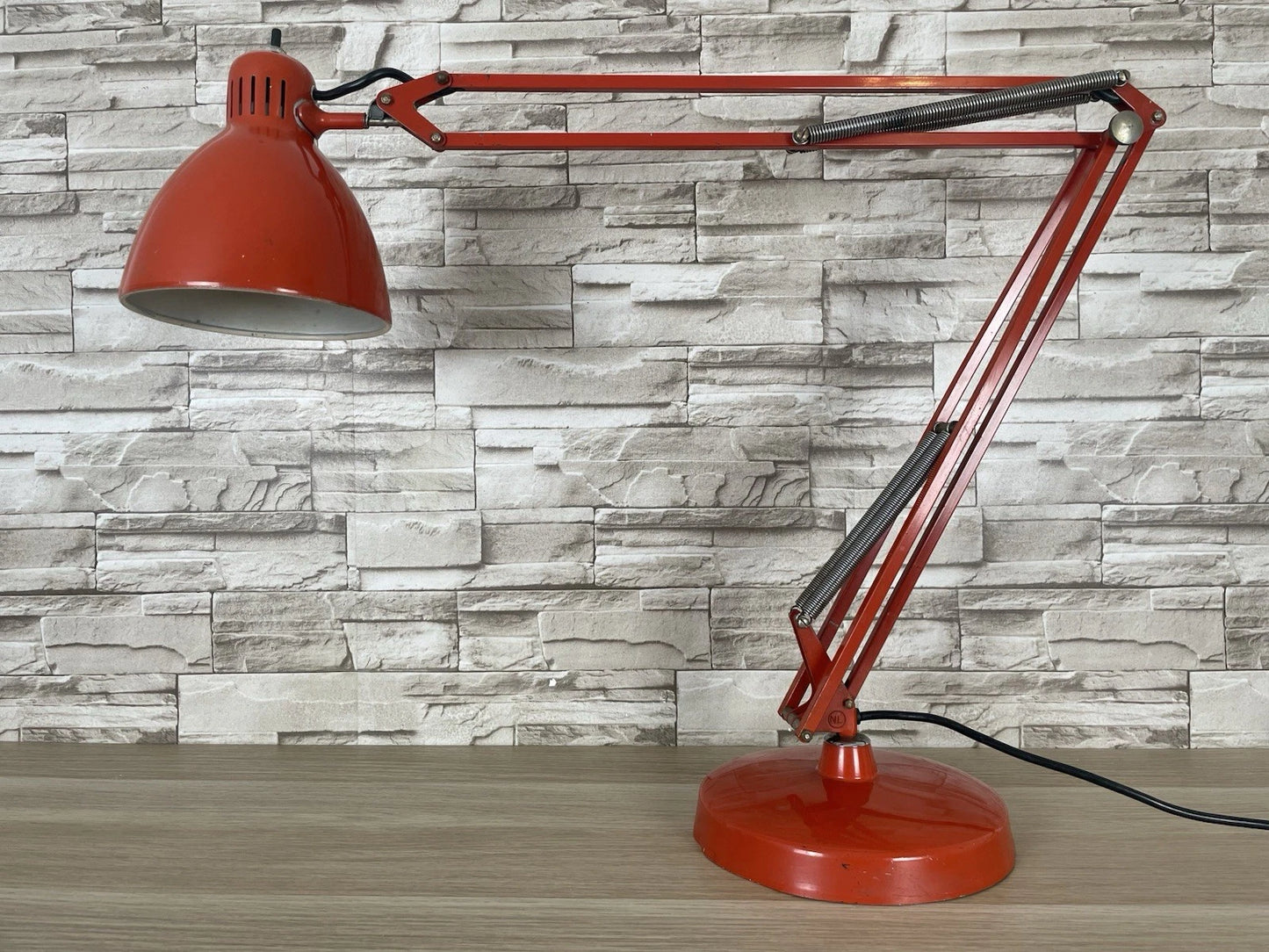 Lampada Da Tavolo Luxo Naska Loris Rosso Vintage Epoca Snodabile Industriale