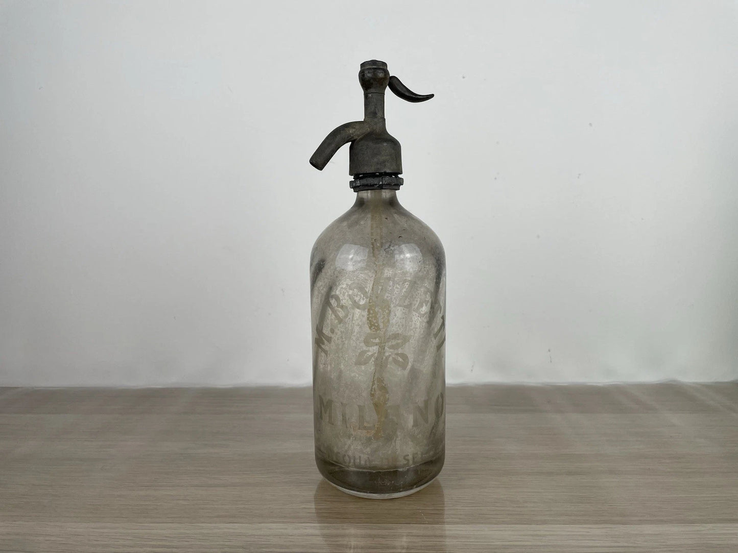 Antico Autoseltz In Vetro Sifone Seltz M Bozzetti Milano Bianco Epoca Anni 30