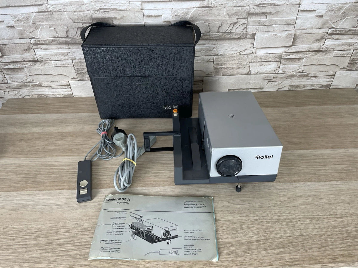 Rollei P35A Proiettore Diapositive Con Custodia Cavo Istruzioni Per Ricambi