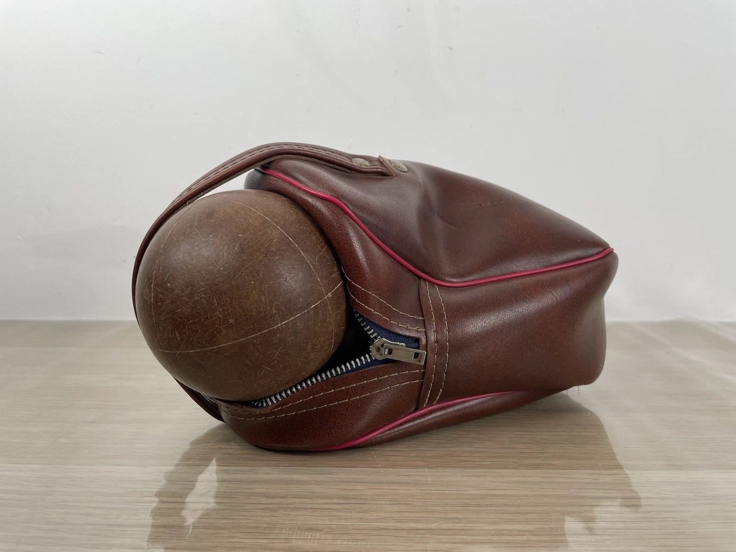 Set 2 Bocce Da Gioco Professionali Vintage Con Custodia Marrone In Pelle E Pezza