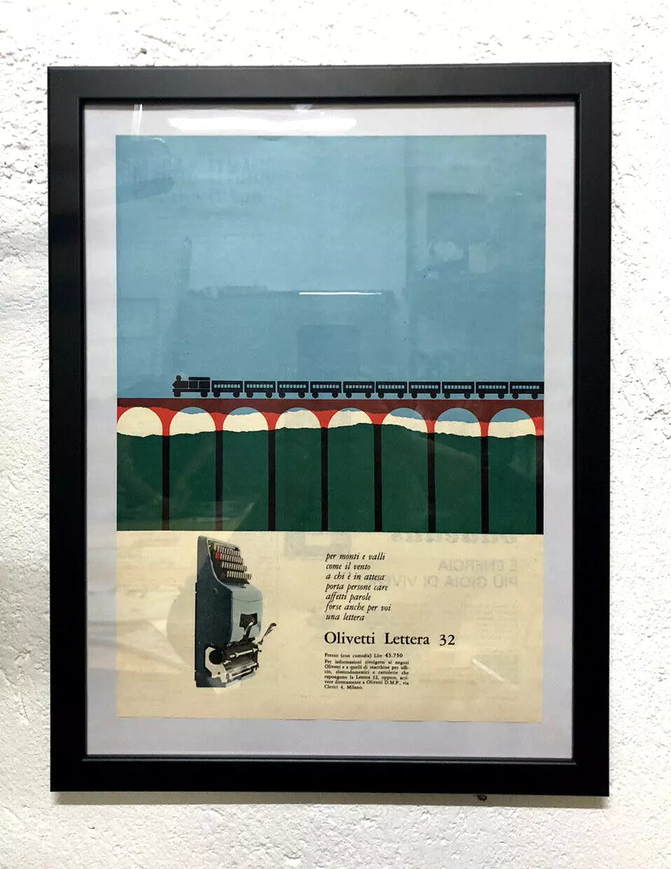 Quadro Pubblicità Originale Olivetti Lettera 32 Da Rivista Tempo 1964 Epoca
