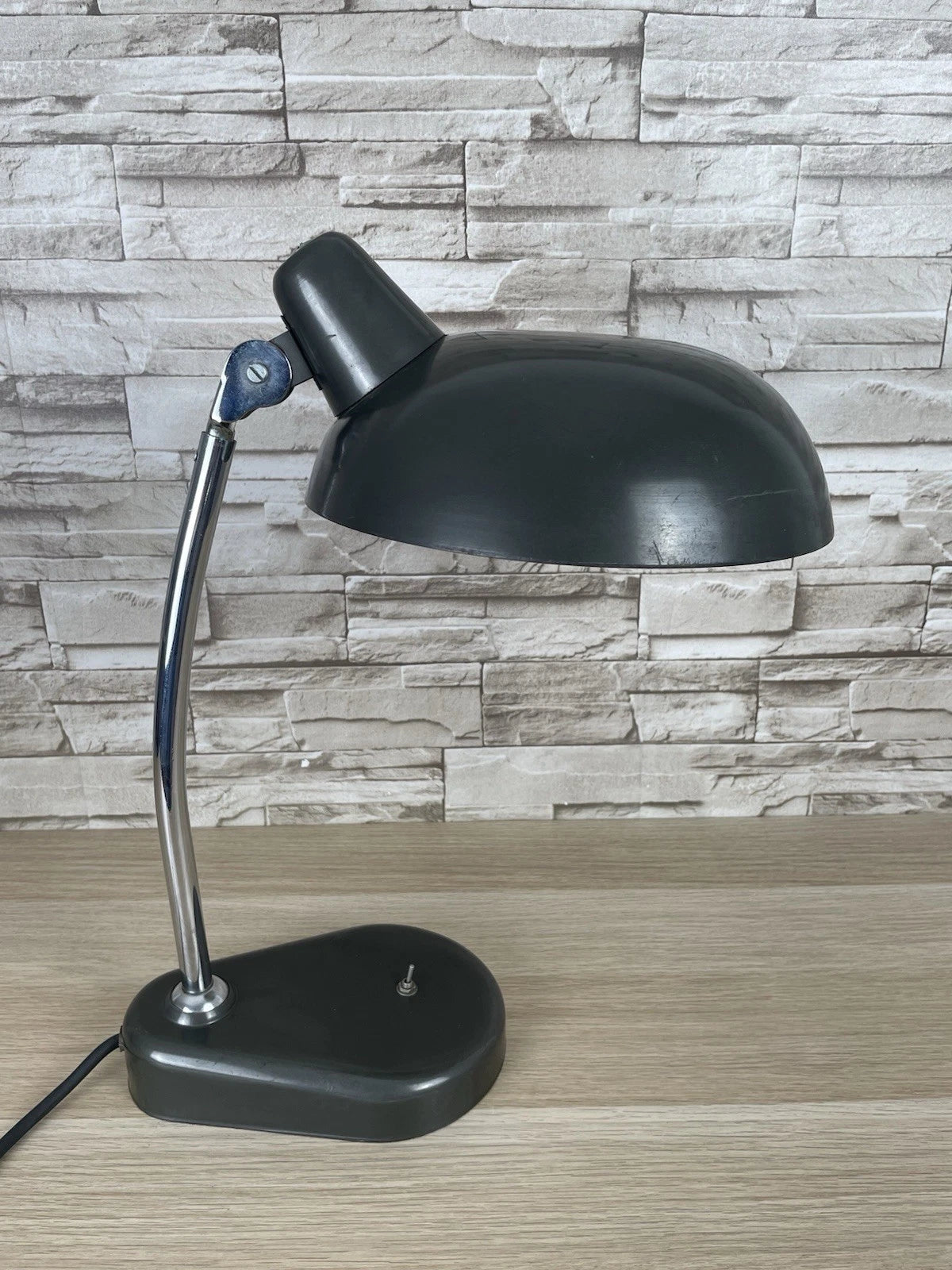 Lampada Da Tavolo Seminara Vintage Epoca Anni 60 Ministeriale Industriale Grigio