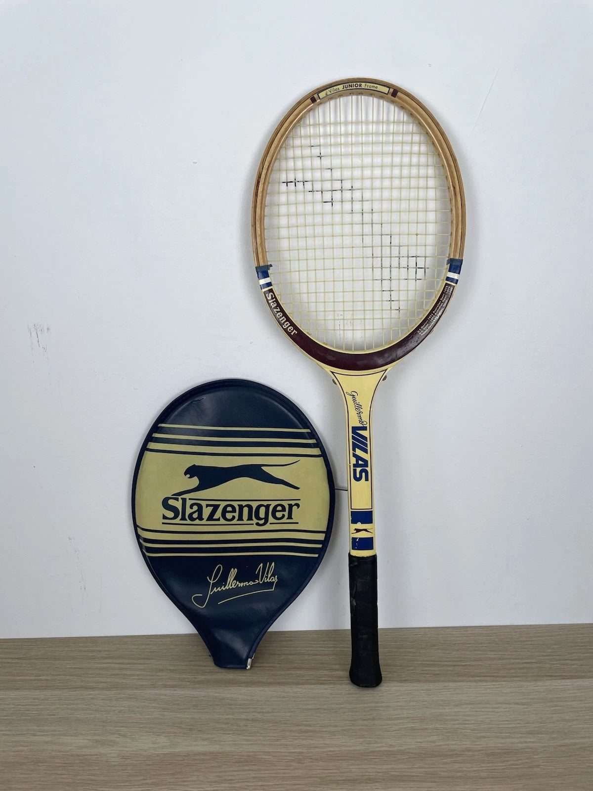 Racchetta Da Tennis Slazenger Guillermo Vilas Junior Frame Vintage Legno 41/8"