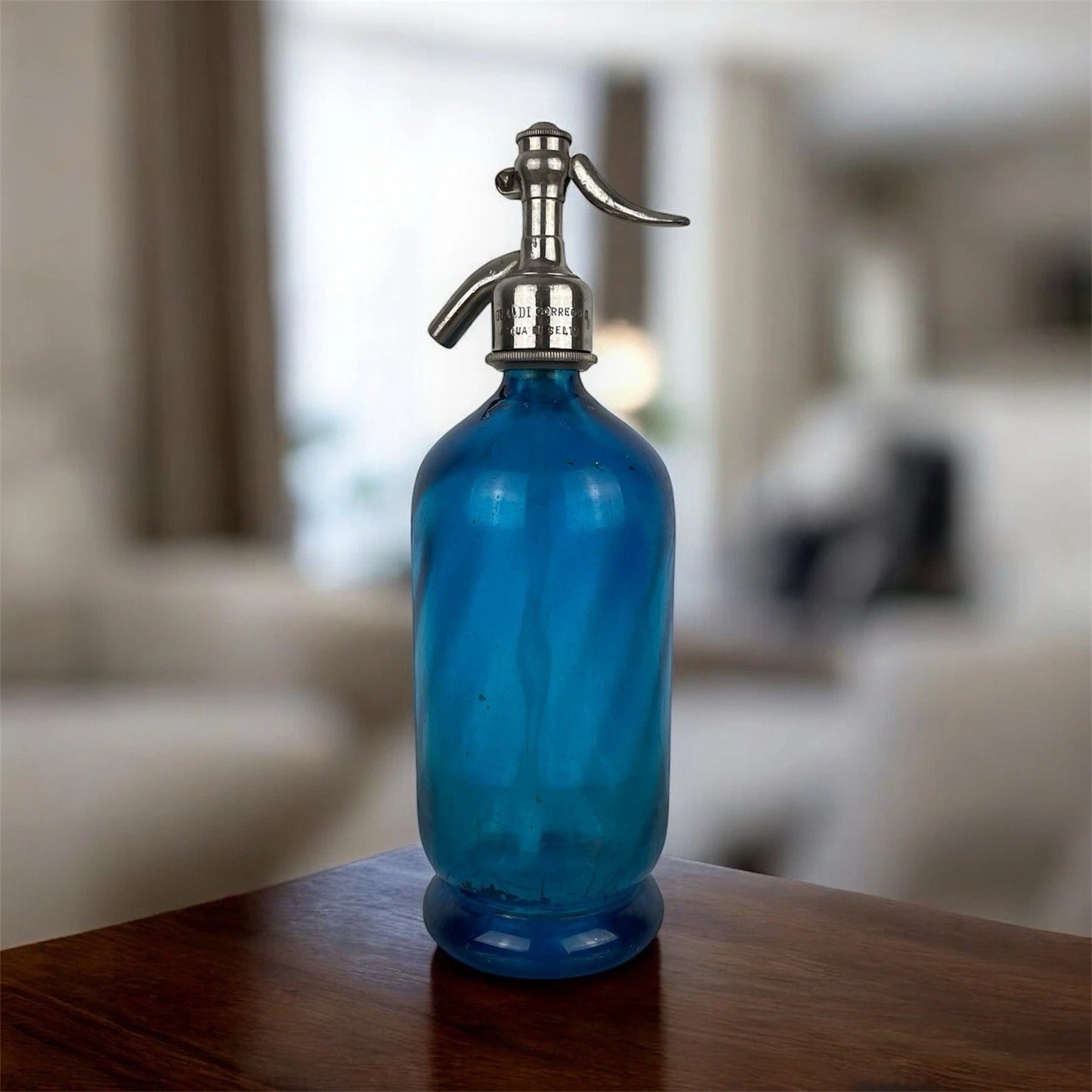 Antico Autoseltz Vetro Sifone Seltz La Torinese Torino Gualdi Correggio Blu