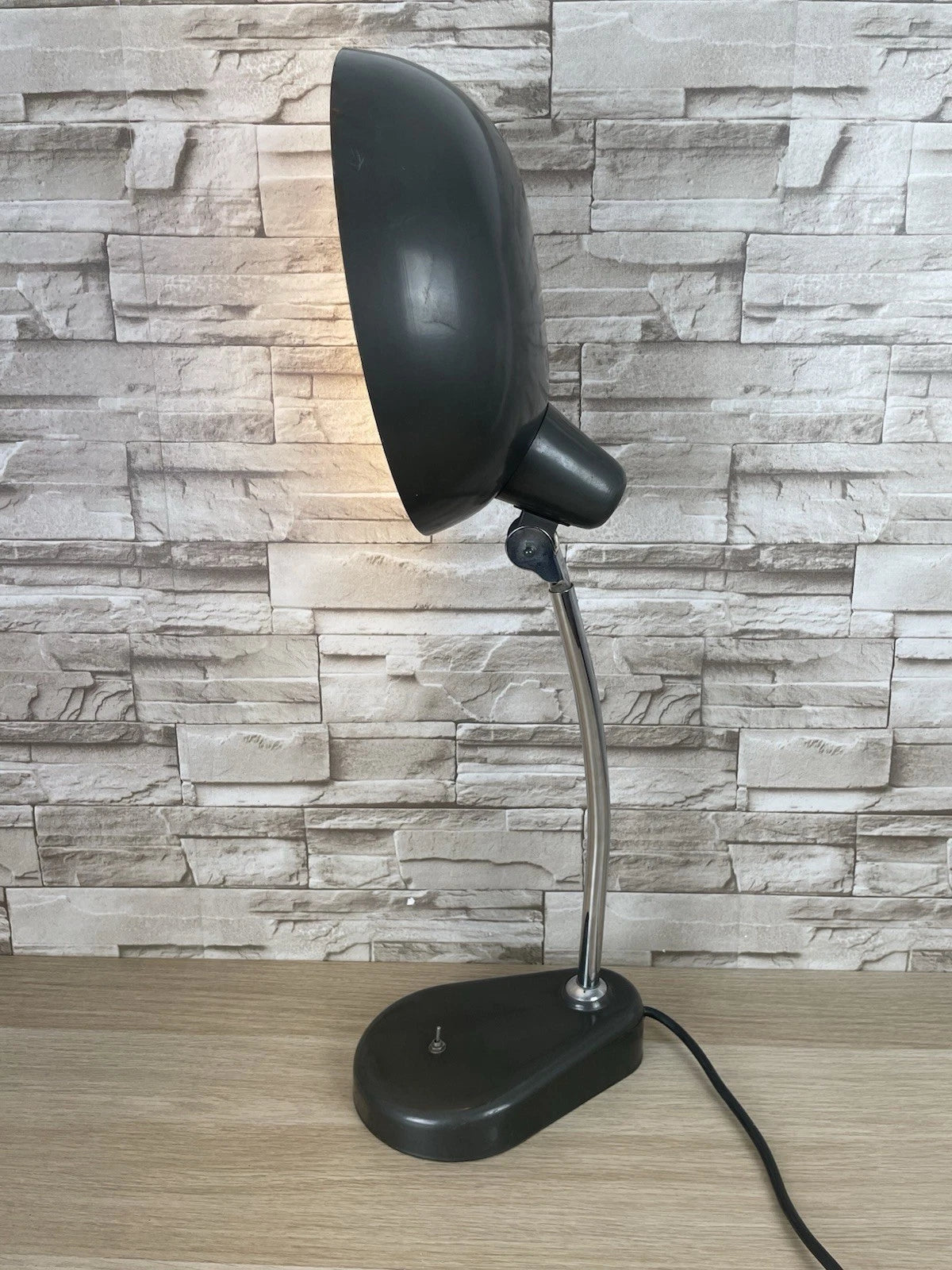 Lampada Da Tavolo Seminara Vintage Epoca Anni 60 Ministeriale Industriale Grigio
