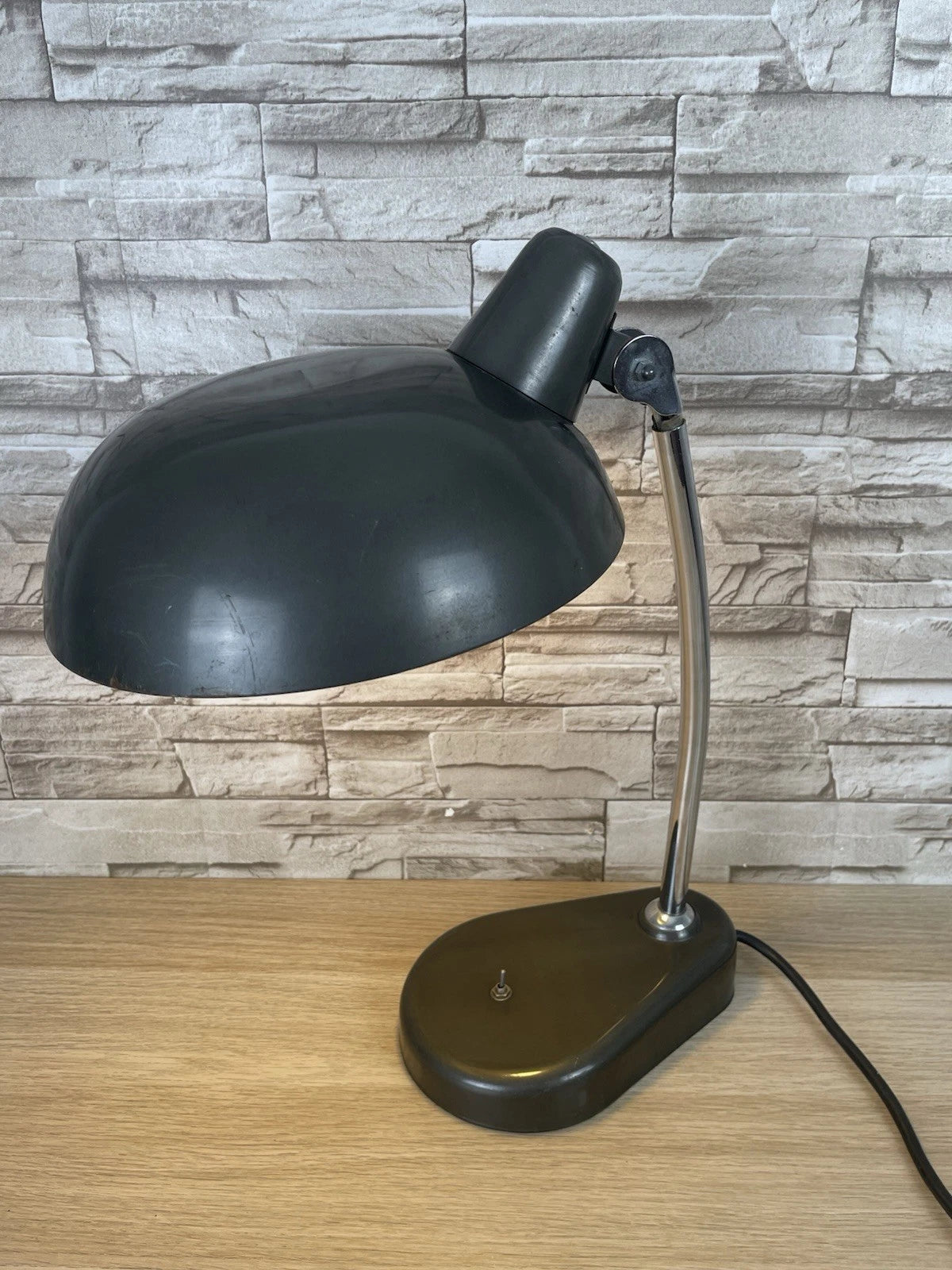 Lampada Da Tavolo Seminara Vintage Epoca Anni 60 Ministeriale Industriale Grigio