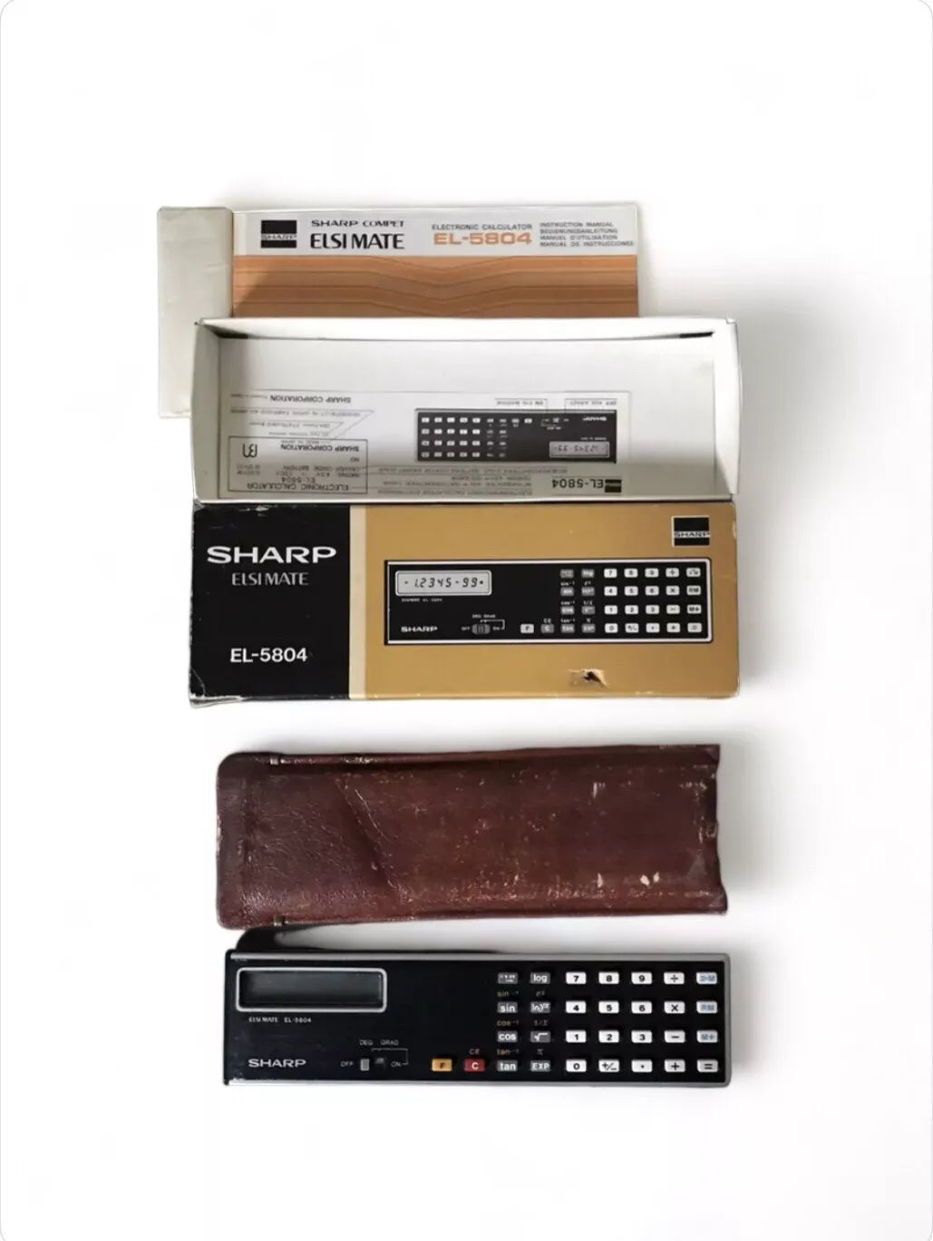 Calcolatrice Sharp Elsimate EL-5804 Vintage Con Custodia E Scatola Originale