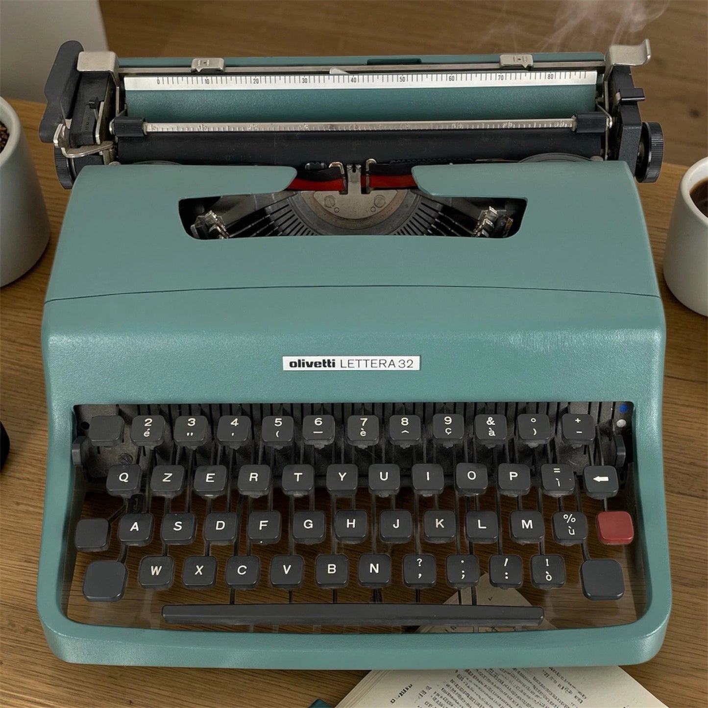 Macchina Da Scrivere Olivetti Lettera 32 Vintage Design Nizzoli Anni 60 Azzurra