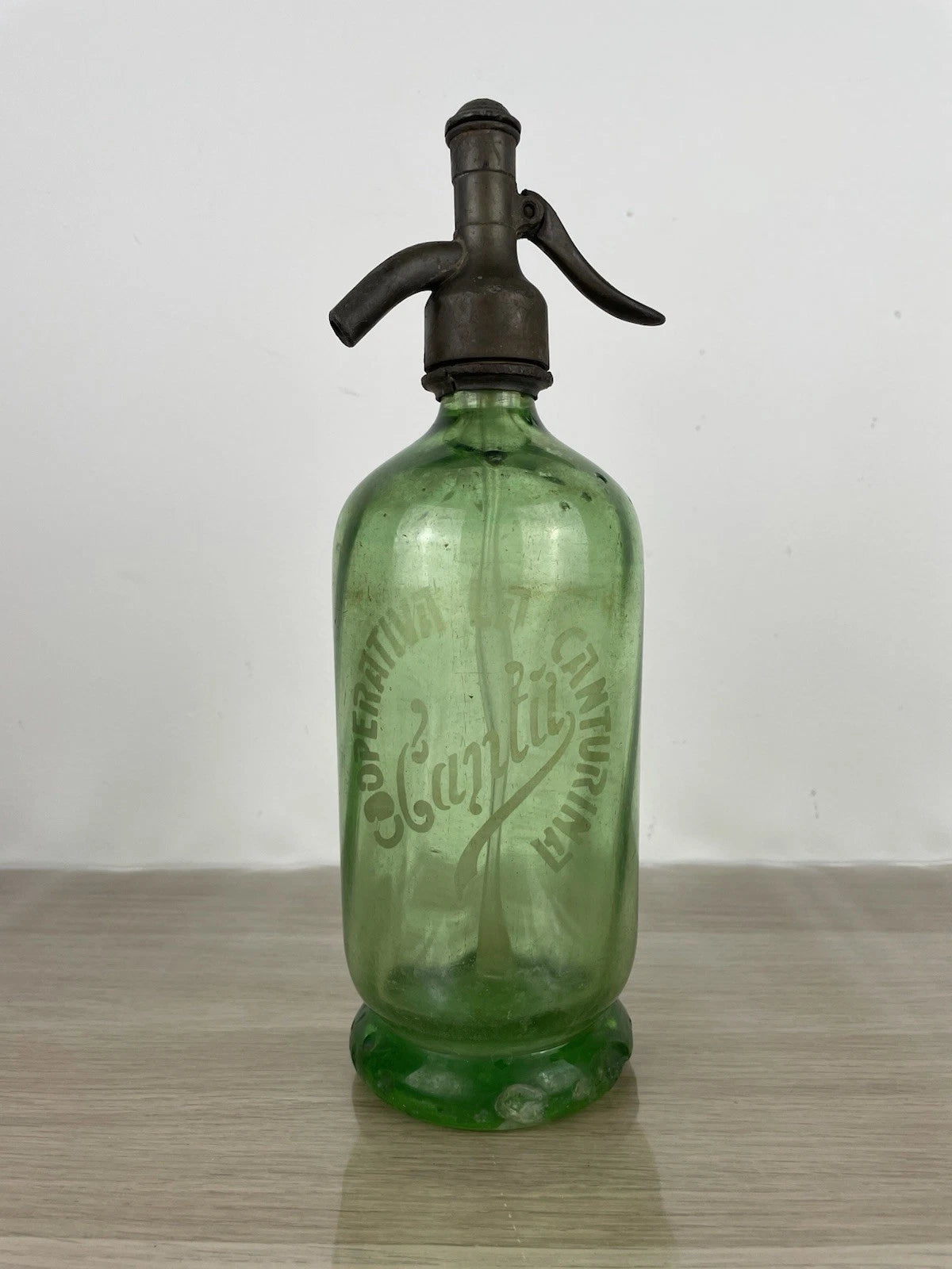 Autoseltzer In Vetro Sifone Seltz Cooperativa Canturina Cantù Verde Anni 30 Epoca