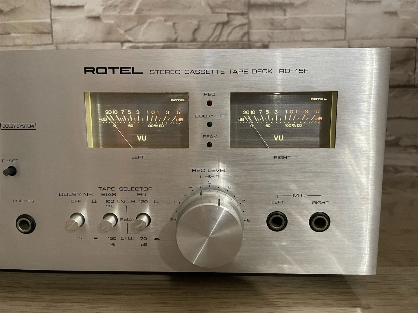 Piastra Cassette Rotel RD 15F Argento Stereo Tape Deck Lettore Cassette Vintage