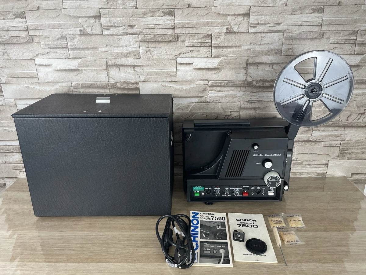 Proiettore Chinon Sound 7500 Sonoro Bobina Single8 Super8 Anni '70 Nero Vintage