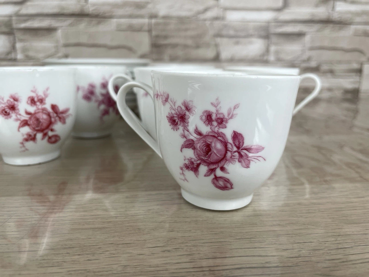Servizio Da Caffè Limoges Porcellana Francese Vintage 6 Piattini E Tazzine Fiori