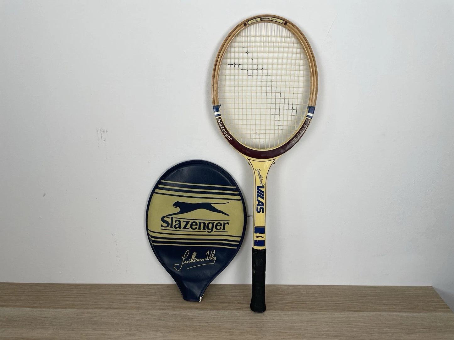 Racchetta Da Tennis Slazenger Guillermo Vilas Junior Frame Vintage Legno 41/8"