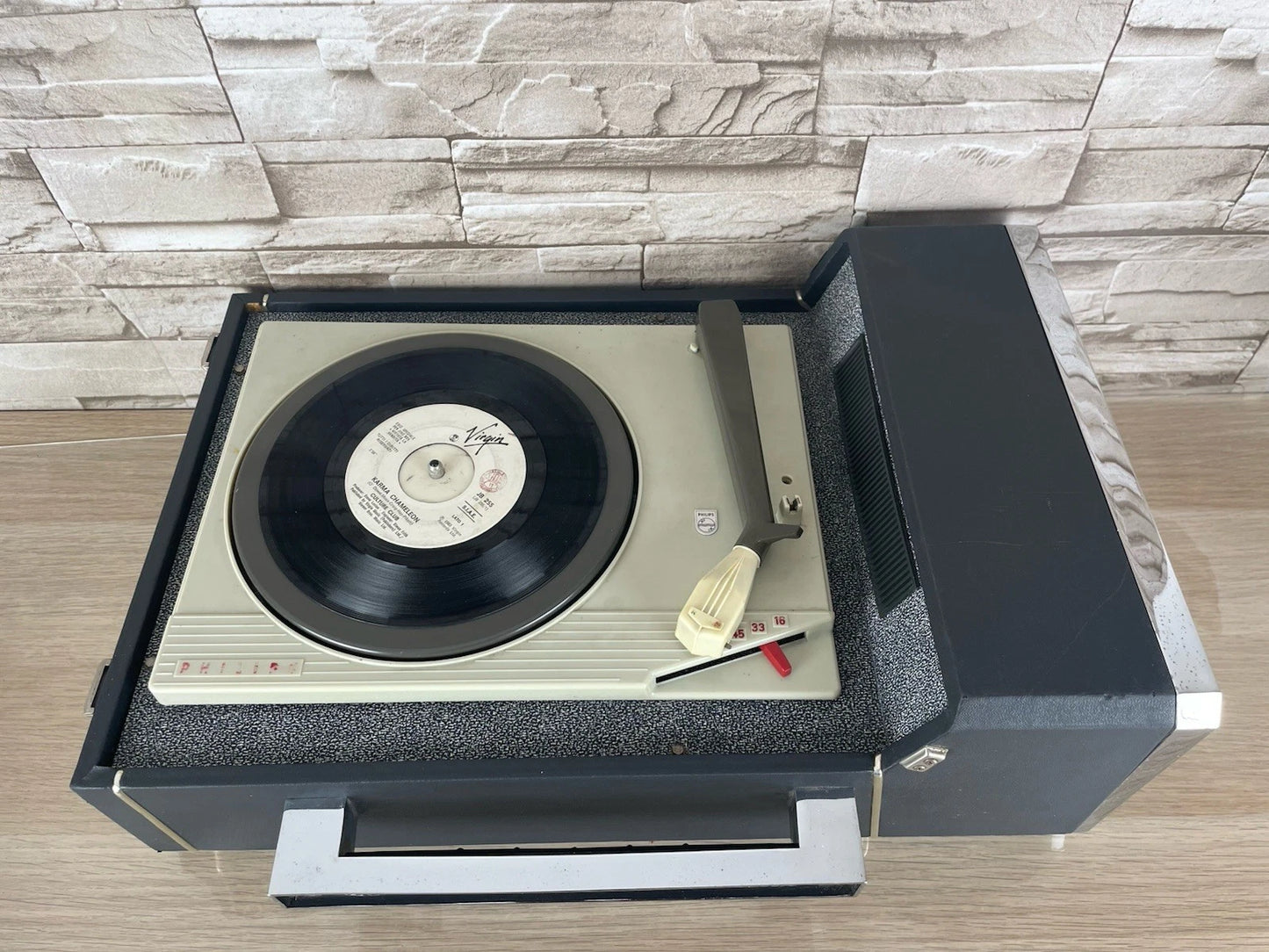 Fonovaligia Philips Uranya HiFi Giradischi Per Pezzi Di Ricambio Nera e Grigia