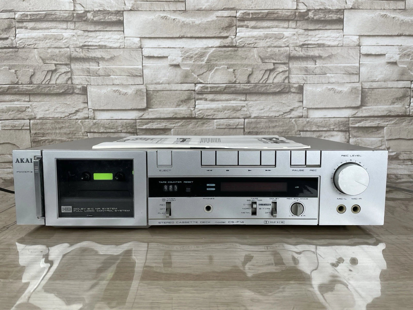 Piastra Cassette Akai CS-F14 Vintage HiFi Stereo Argento Anni 80 Musicassette