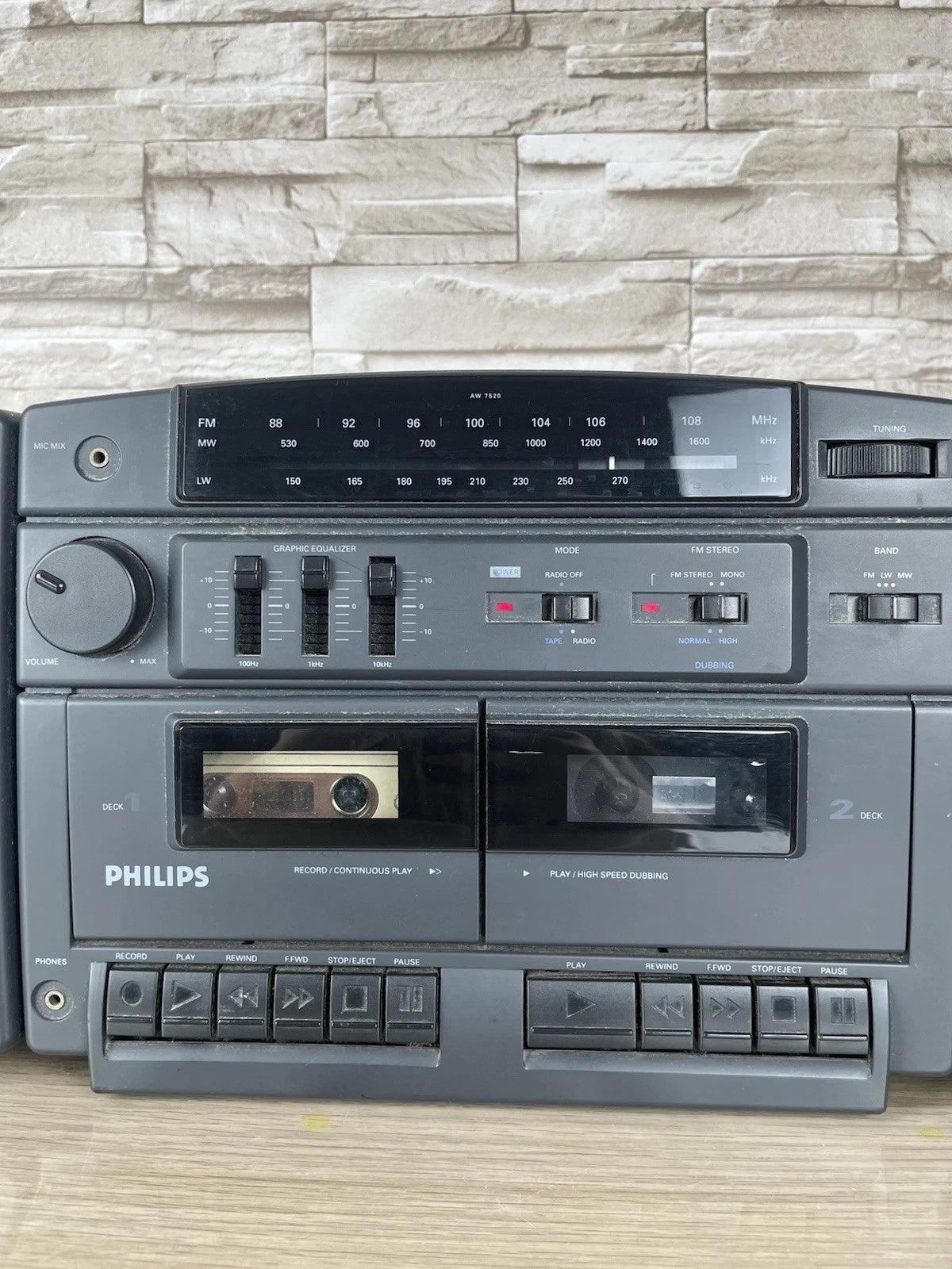 Boombox Radio Stereo Cassette Deck Philips AW7520/00 Nera Vintage Anni 90