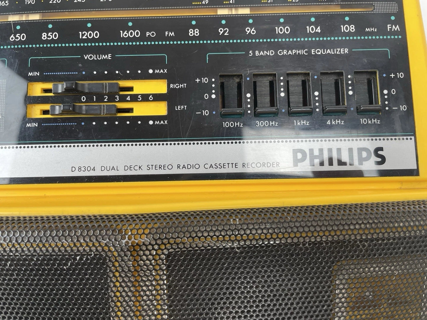 Boombox Radio Philips Double Deck Stereo Radio Cassette Recorder D8304 Gialla