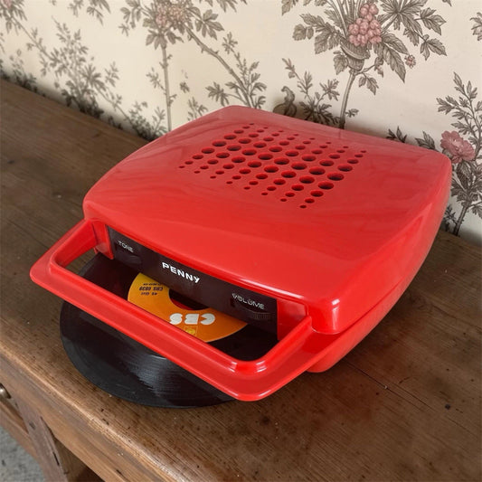 Mangiadischi Penny Vintage Epoca Colore Rosso Per Dischi Di Vinile 45 Giri
