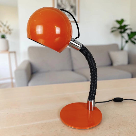 Lampada Da Tavolo Eyeball Space Age Vintage Anni 70 Arancione E Nero Snodabile