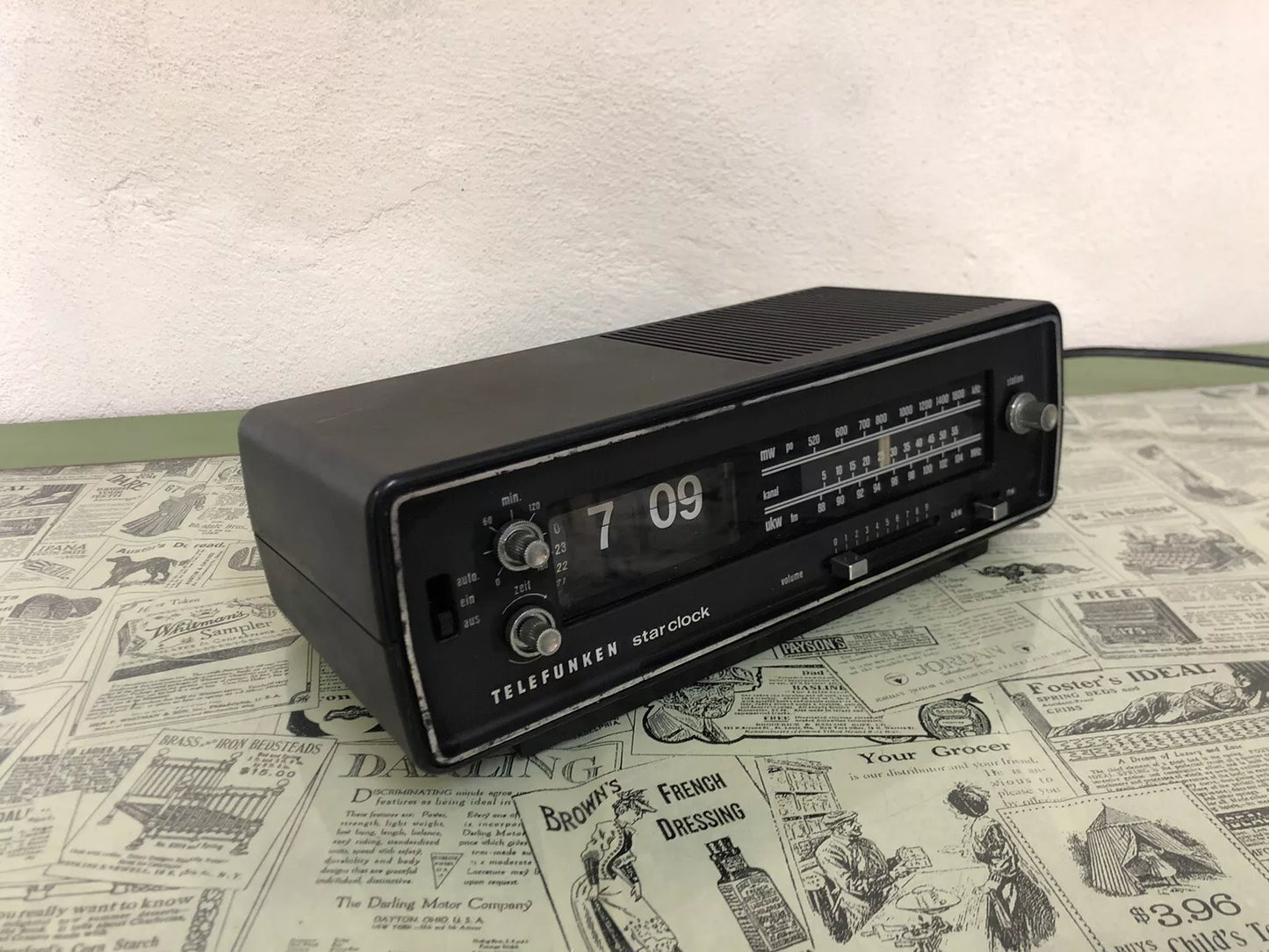 Radio Sveglia Flip Clock Telefunken Star Clock Vintage Epoca Orologio A Cartellini