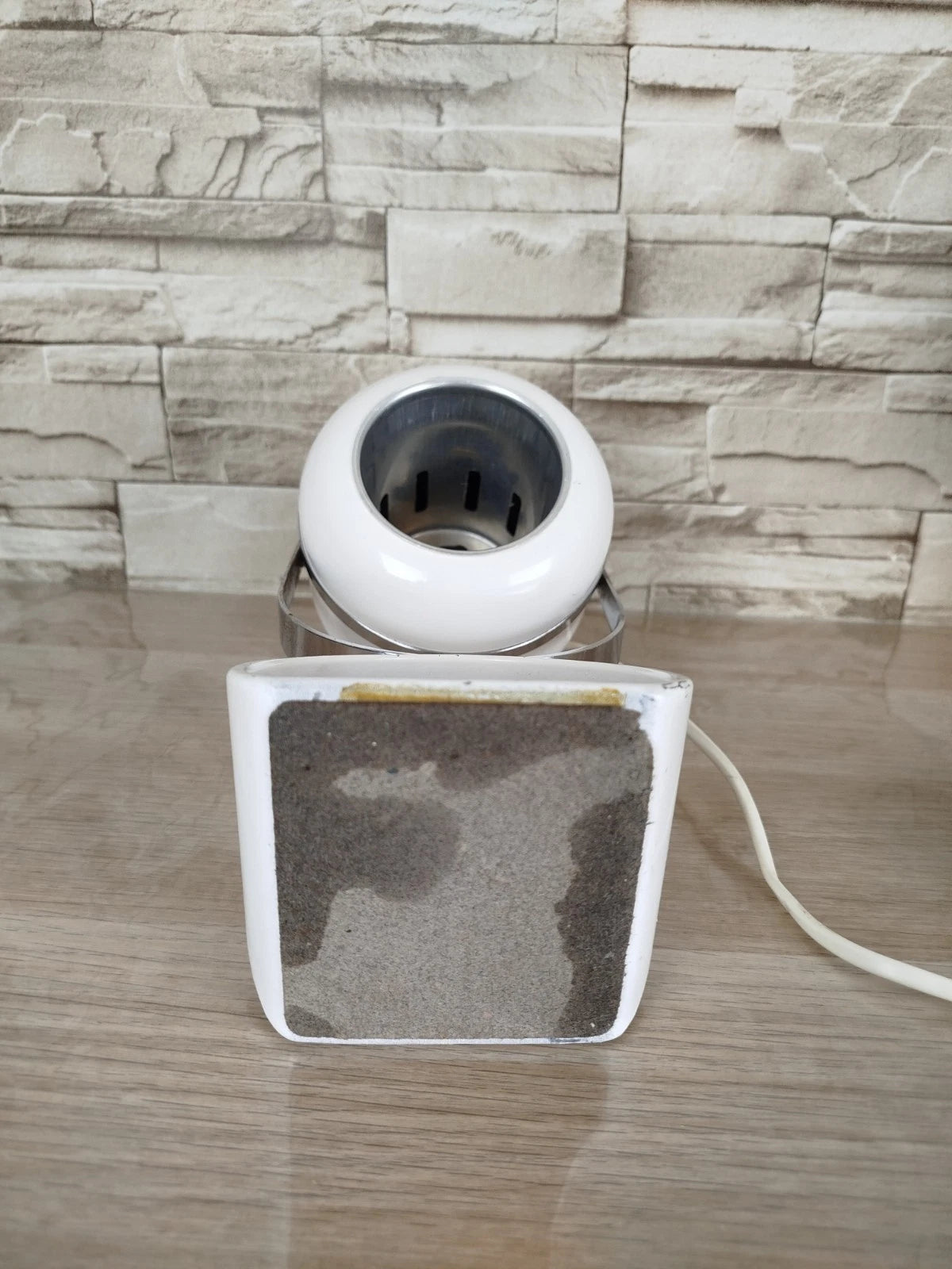 Coppia Di Lampade Da Tavolo Space Age Abat-jour Anni 70 Bianche Comodino Design