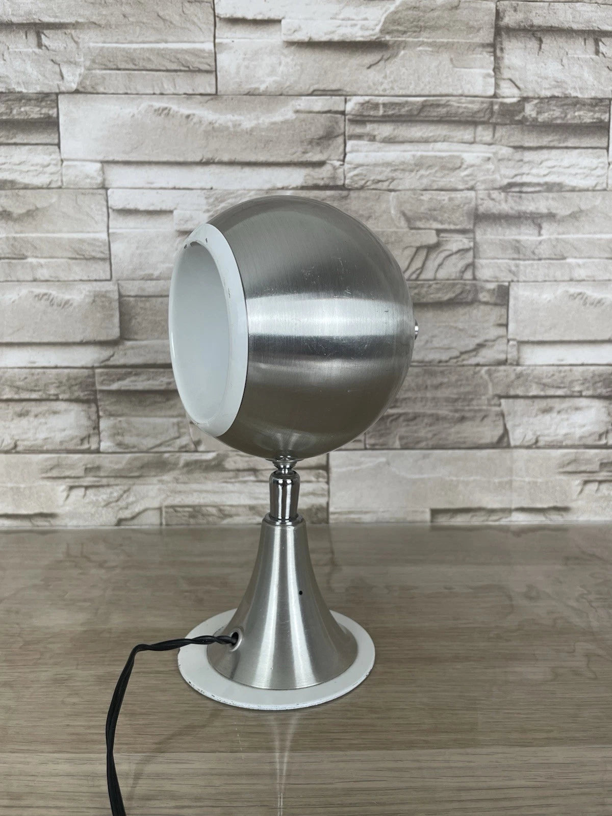 Lampada Da Tavolo Spiace Age Eyeball Vintage Argento Epoca Anni 60 Abat-jour