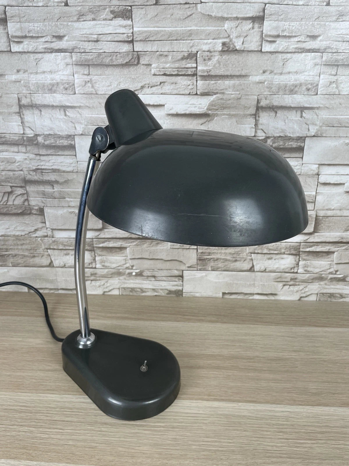 Lampada Da Tavolo Seminara Vintage Epoca Anni 60 Ministeriale Industriale Grigio