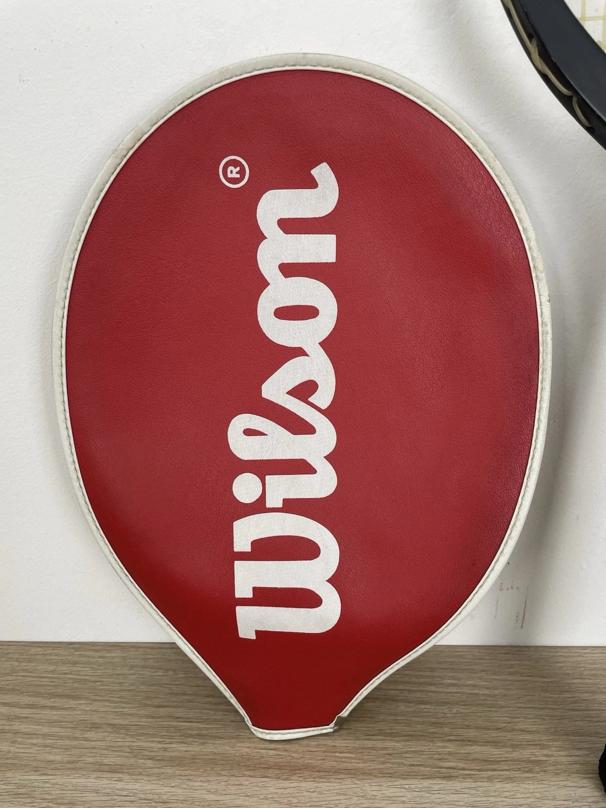 Racchetta Da Tennis Dunlop 41/8" Made In England Custodia Wilson Ecopelle Rossa