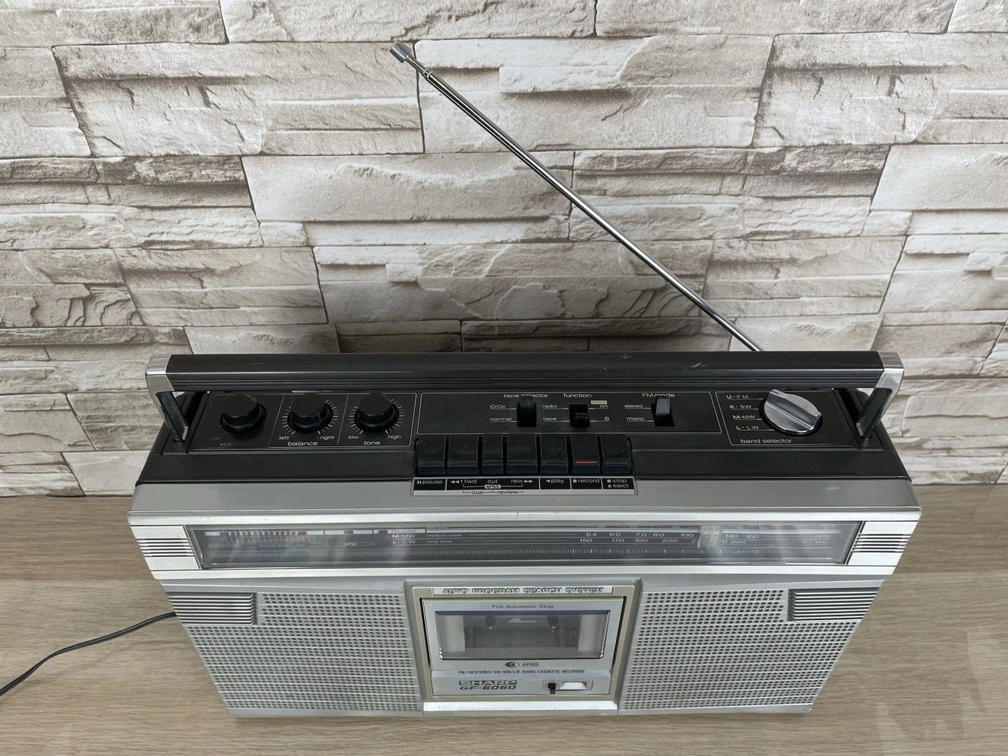 Boombox Ghettoblaster Sharp GF-6060 Stereo Cassette Deck Radio AM FM Argento