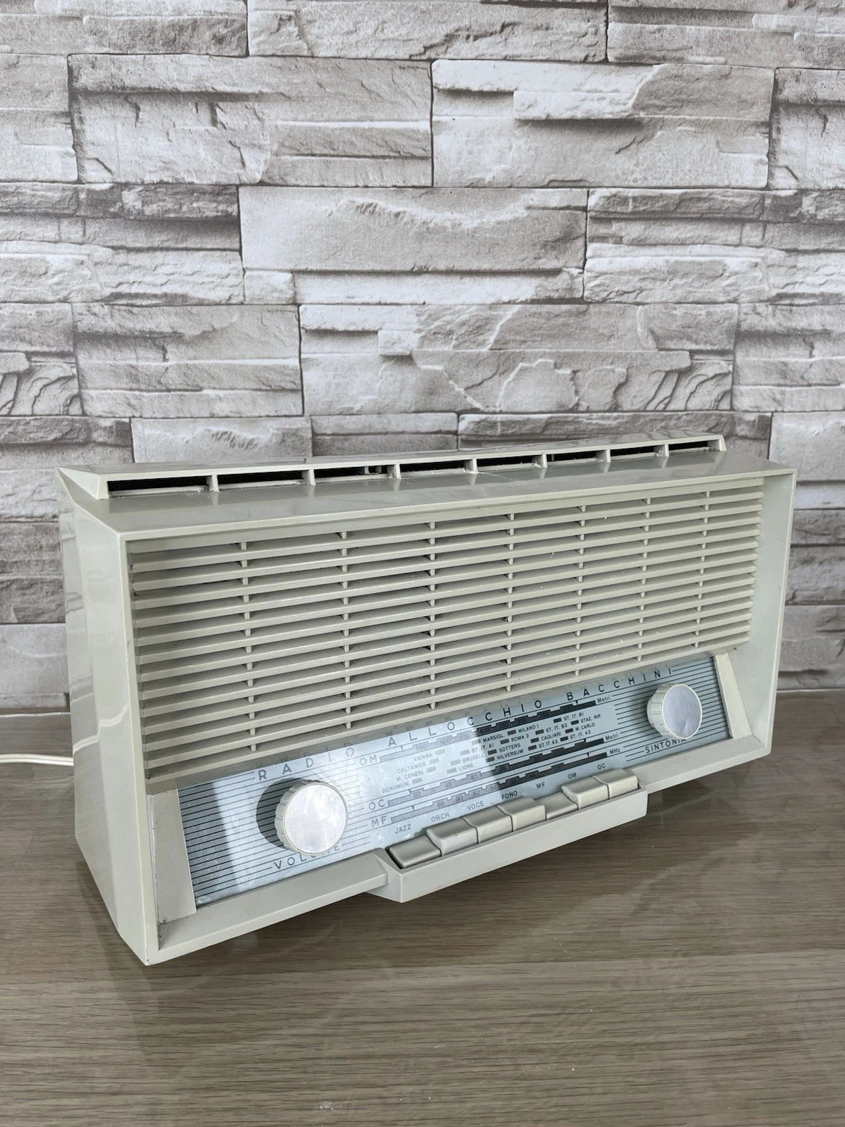 Radio Valvolare Allocchio Bacchini Mod. 450 Bianca Blu Anni 60 AM FM Per RICAMBI