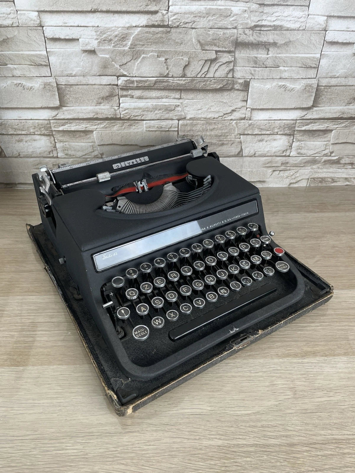 Macchina Per Scrivere Olivetti Studio 42 Vintage Epoca Anni 30 Design Nera