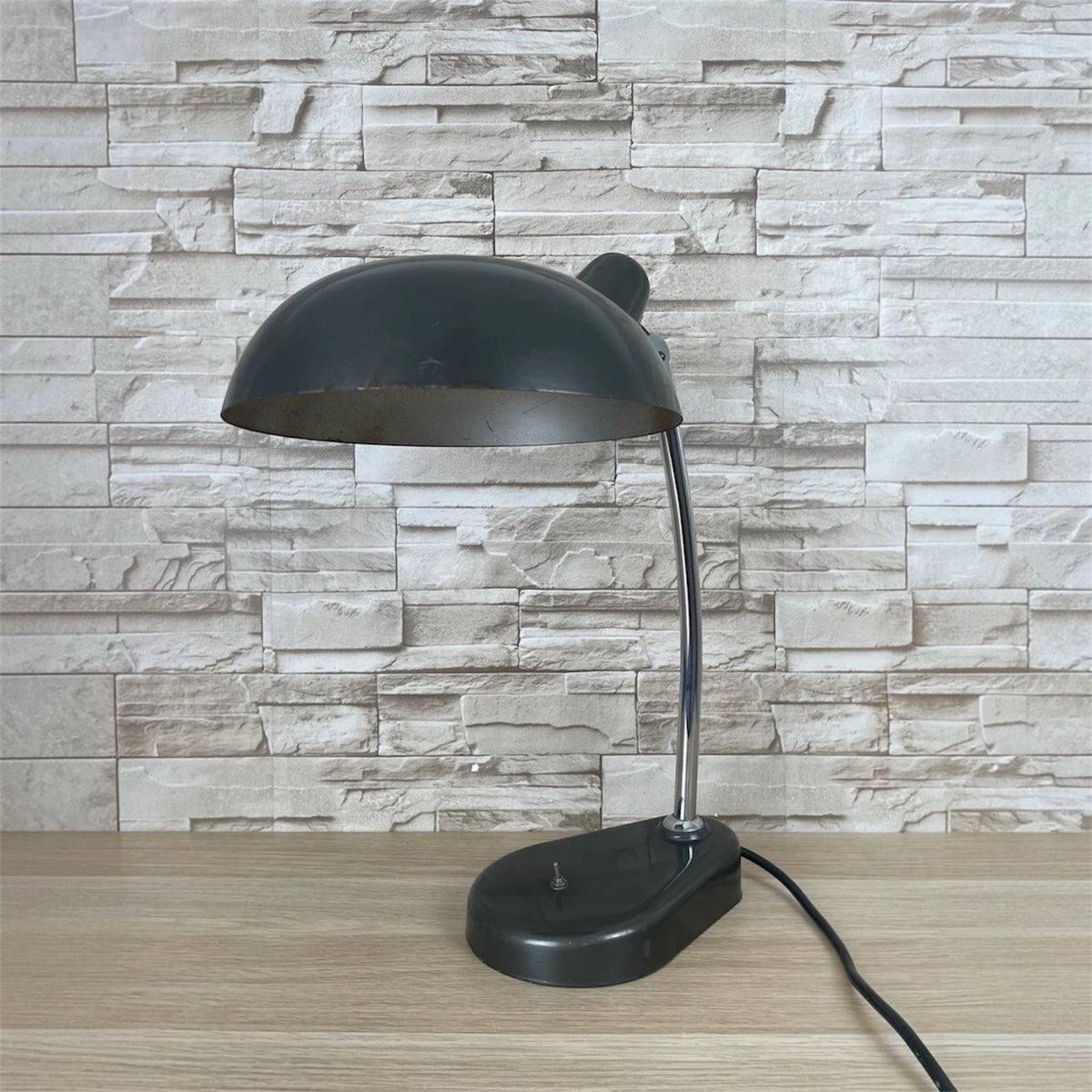Lampada Da Tavolo Seminara Vintage Epoca Anni 60 Ministeriale Industriale Grigio
