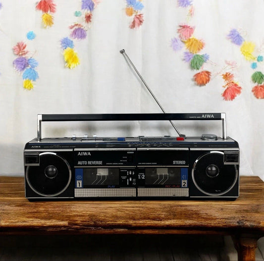 Radio Boobox Ghettoblaster Portatile Aiwa CS-W660Z Stereo Cassette Recorder Vintage Anni 80