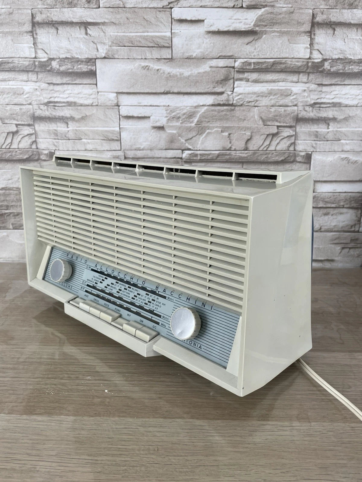 Radio Valvolare Allocchio Bacchini Mod. 450 Bianca Blu Anni 60 AM FM Per RICAMBI