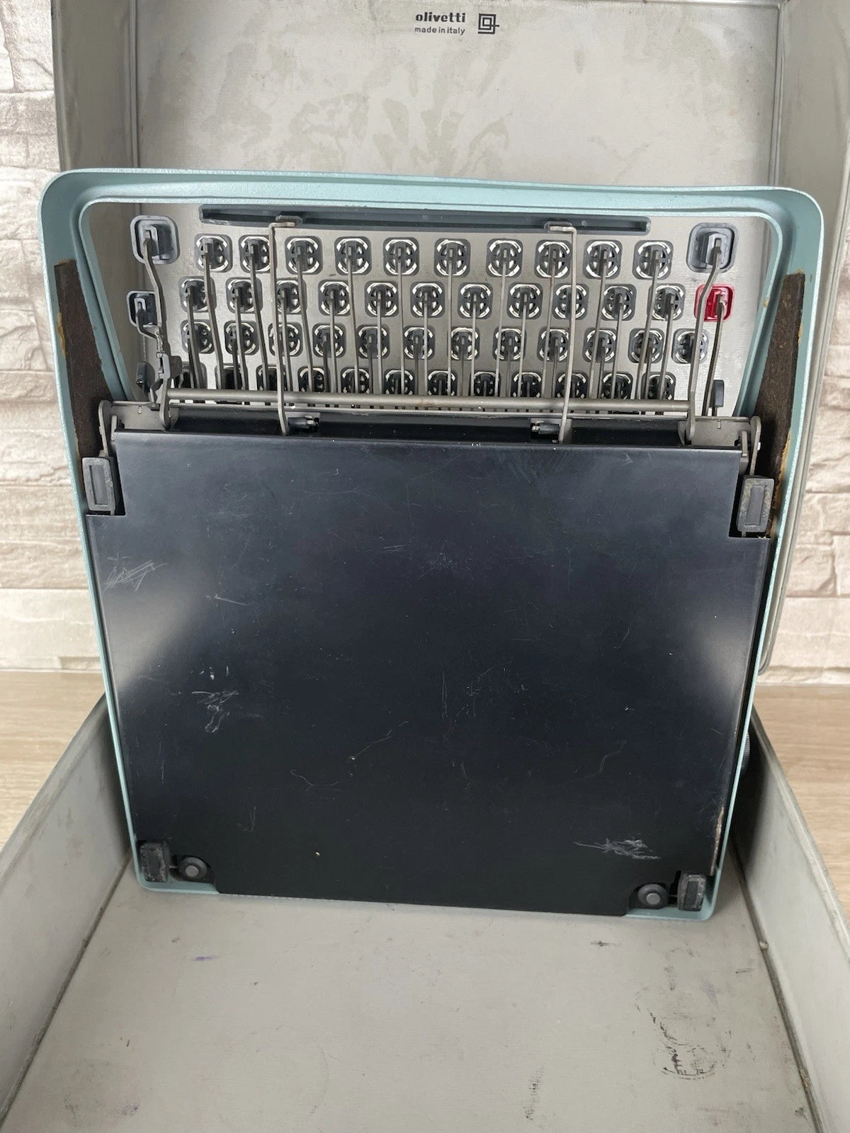 Macchina Da Scrivere Olivetti Lettera 32 Vintage Design Nizzoli Anni 60 Azzurra