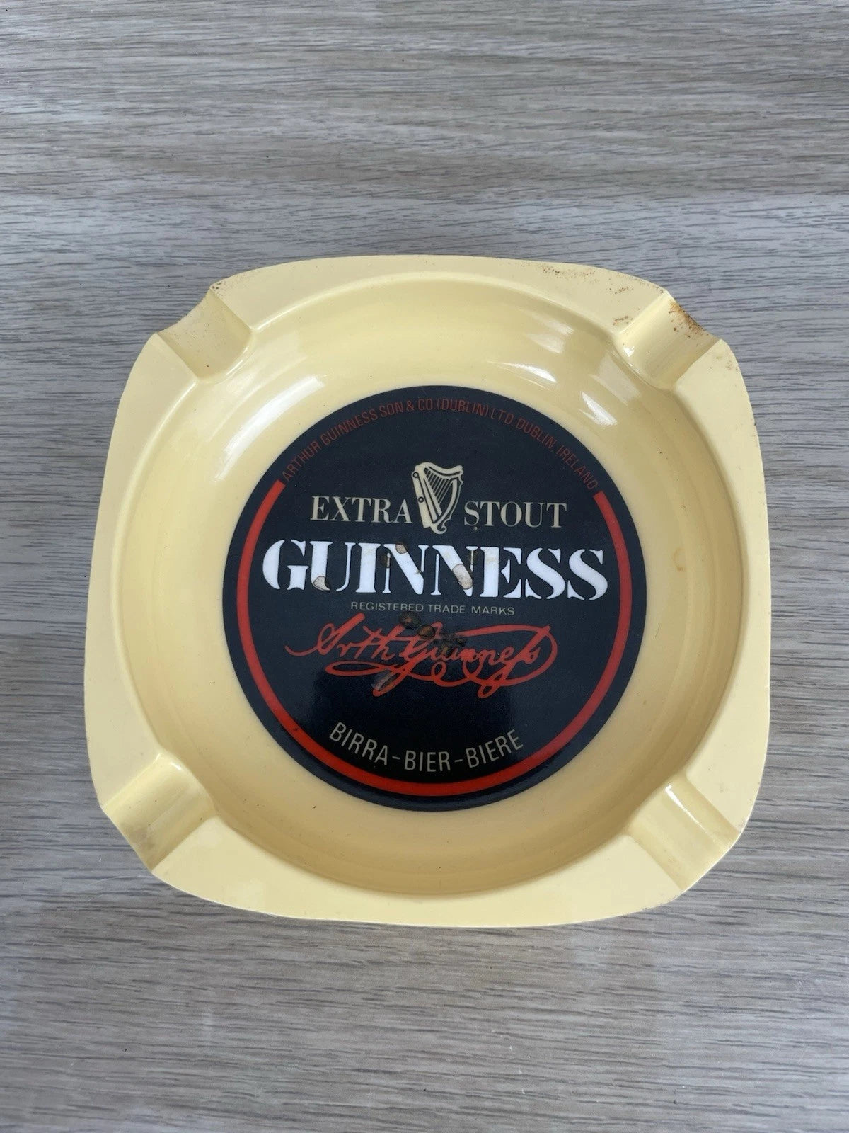 Posacenere Portacenere Birra Guinness Extra Stout Mebel Italy Vintage 70 Giallo