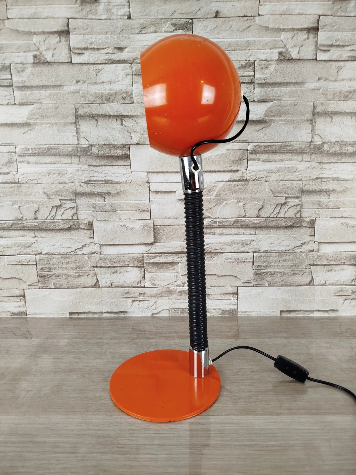 Lampada Da Tavolo Eyeball Space Age Vintage Anni 70 Arancione E Nero Snodabile