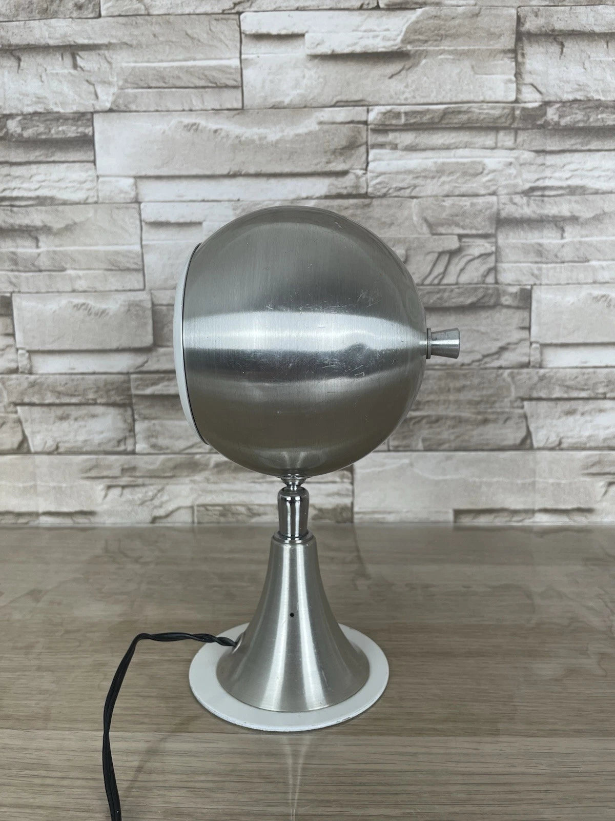 Lampada Da Tavolo Spiace Age Eyeball Vintage Argento Epoca Anni 60 Abat-jour
