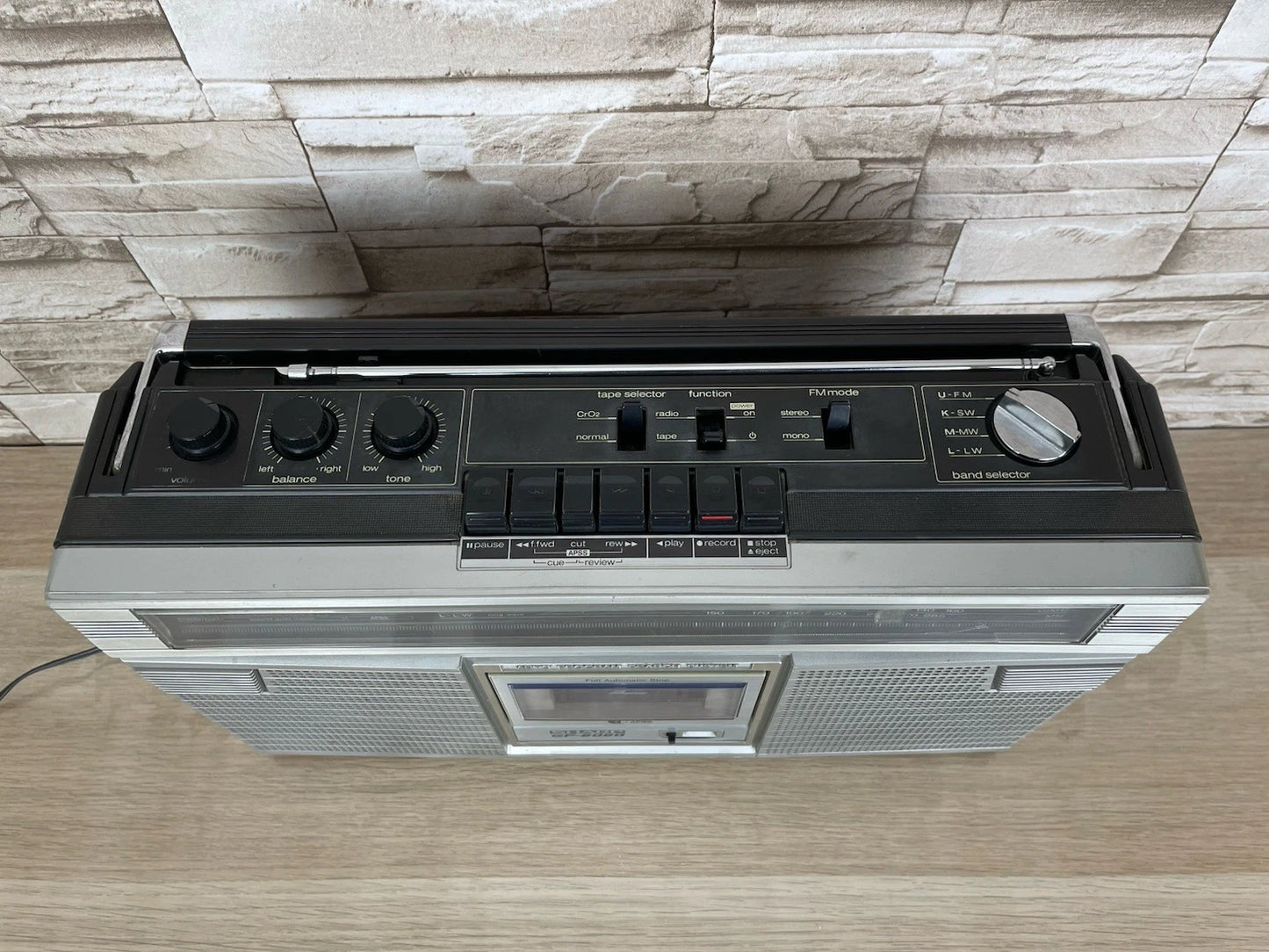 Boombox Ghettoblaster Sharp GF-6060 Stereo Cassette Deck Radio AM FM Argento