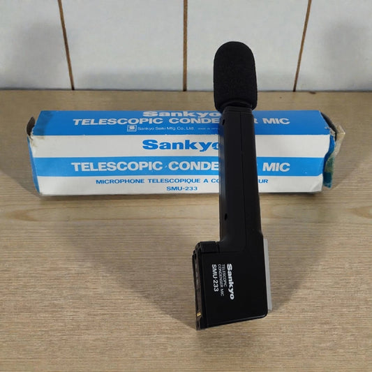 Sankyo Telecopic Condenser Mic Microfono SMU 233 Estendibile Cinepresa Nero