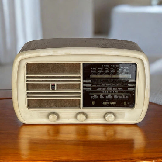 Antica Radio D'Epoca Minerva 525/2 Vintage Valvolare Anni 50 In Legno Solo AM