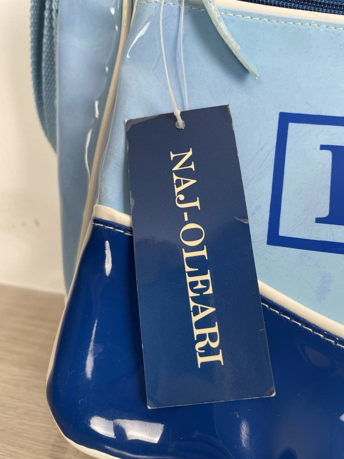 Borsa Naj Oleari I Love No Azzurra PVC Postina Tracolla Vintage Cartella Scuola