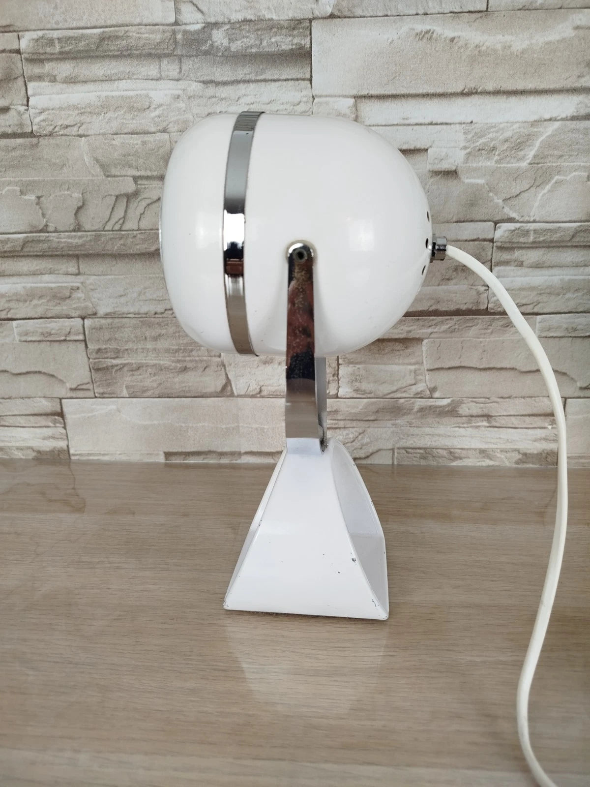 Coppia Di Lampade Da Tavolo Space Age Abat-jour Anni 70 Bianche Comodino Design